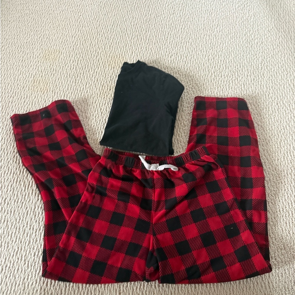 Carter's Red and Black Buffalo Plaid Pajama Pants and Cat & Jack t shirt